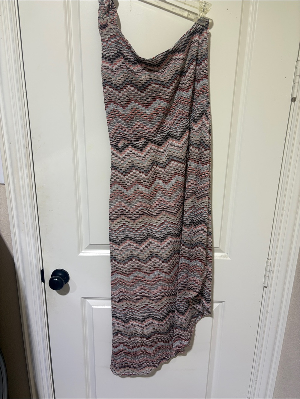 Gianni Bini One-Shoulder Chevron Maxi Dress in Pink, Black, Gray